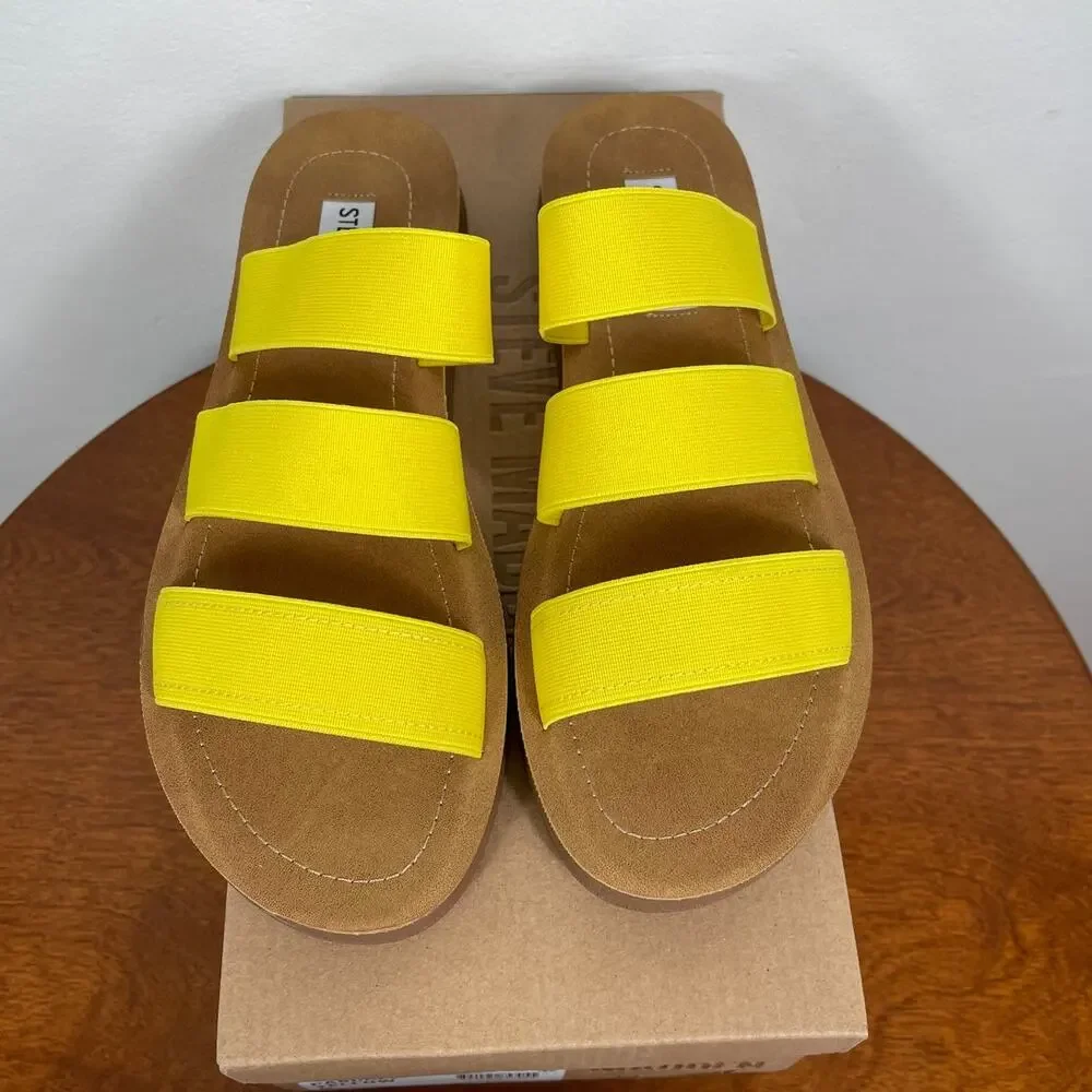 New Steve Madden Pascale Yellow Slide Sandal Women's Size 8